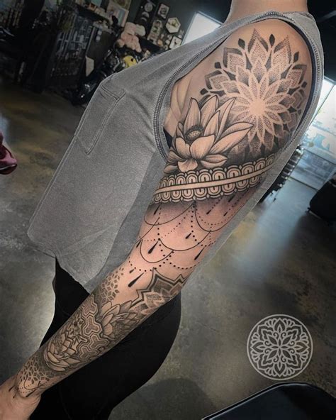 feminine mandala sleeve tattoo